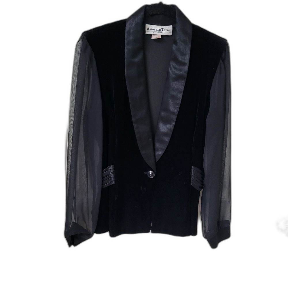Dressy Velvet and Satin Jacket w/ Sheer Sleeves